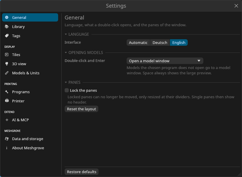 The new settings: pages in groups, folding sections and Restore defaults